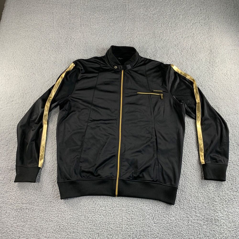 Sean John Jacket Mens 3XL Black Gold Track Athletic Lined Y2K Retro Hip Hop READ